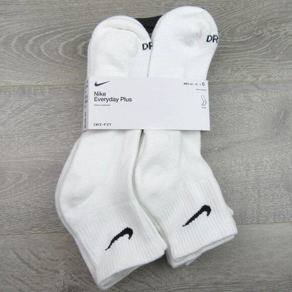 Nike Everyday Plus Ankle Socks 6 Pack Mens Size XL 12-15 White NEW - Picture 2 of 11